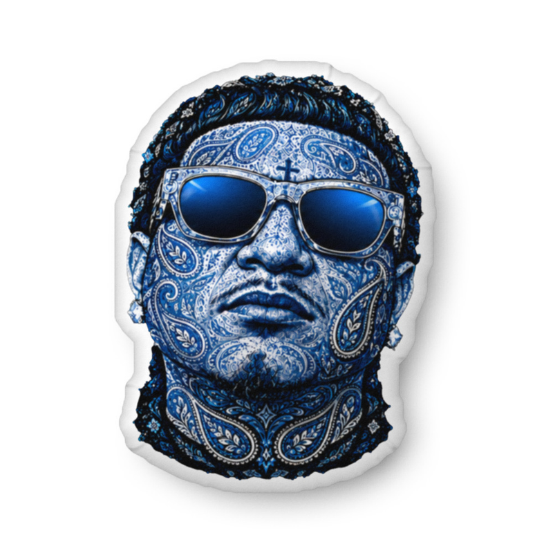 Rappa Blue Face Rag shaped pillow