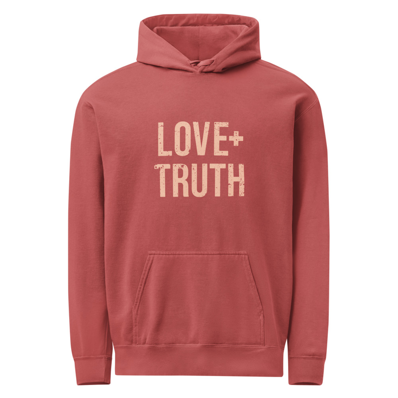 Vintage "Love+Truth" Hoodie | Crimson Red