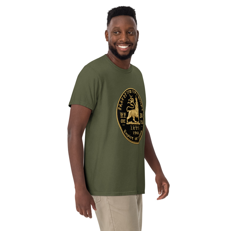 Unisex RTV-HC-0001 - 1966 Ethiopian Empire 200 Dollar Gold Proof (Reverse) garment-dyed heavyweight t-shirt – 2XL, Hemp