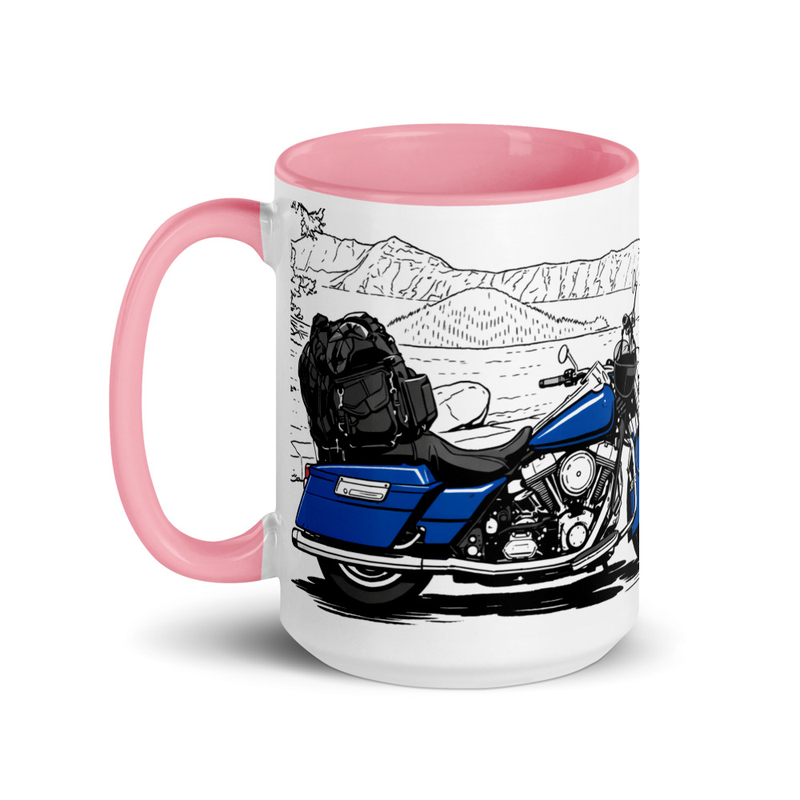 Personalized Motorcycle Mug From Your Photo – 15 oz, Pink