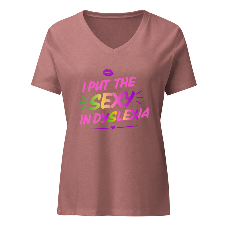 Women’s relaxed v-neck t-shirt – XL, Heather Mauve