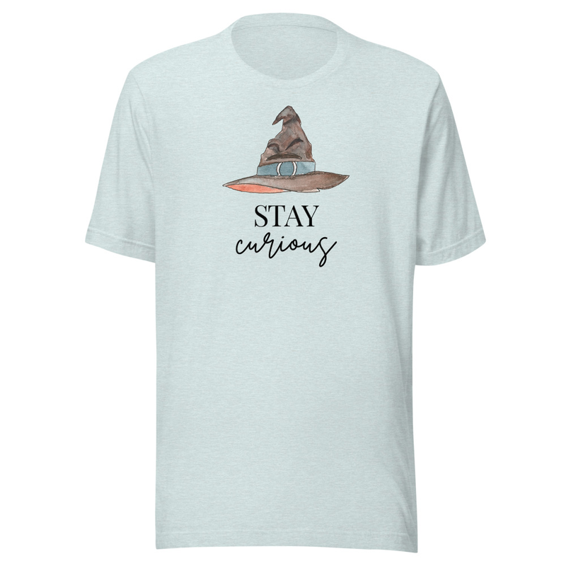 Stay Curious Tee – XL, Heather Prism Ice Blue