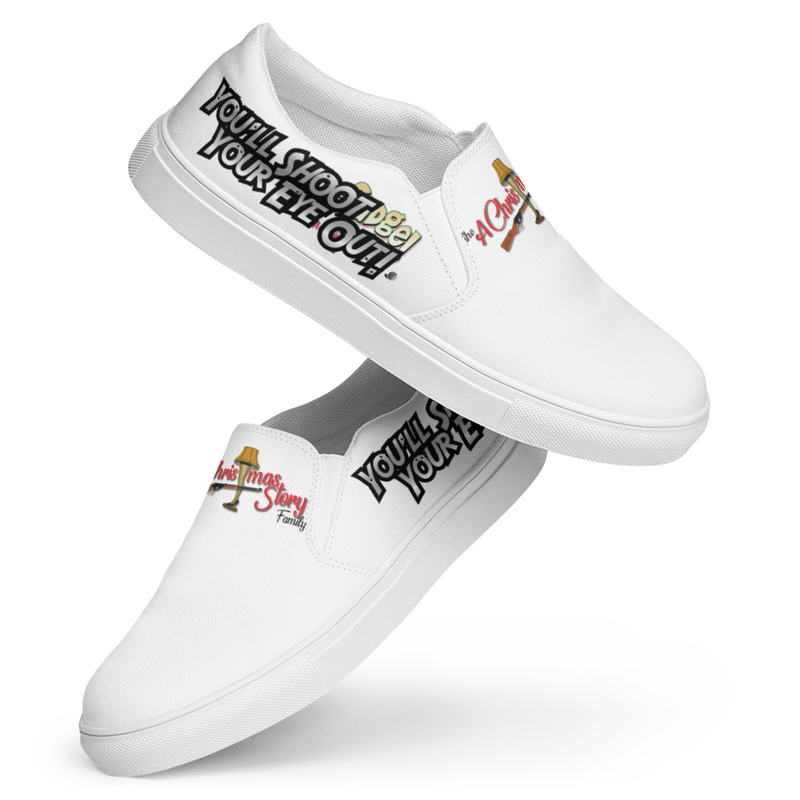 Men’s Classic White A Christmas Story Family "Don't Shoot Your Eye Out" Slip-on Comfy Canvas Shoes