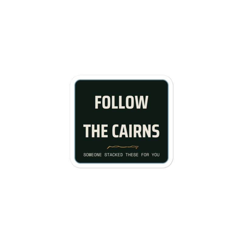 FOLLOW THE CAIRNS Sticker mockup