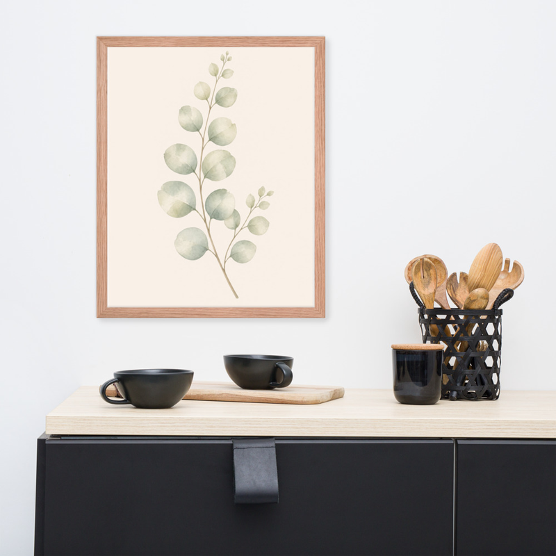 Eucalyptus Branch Framed Botanical Wall Art — Minimalist Watercolor — thumbnail 10