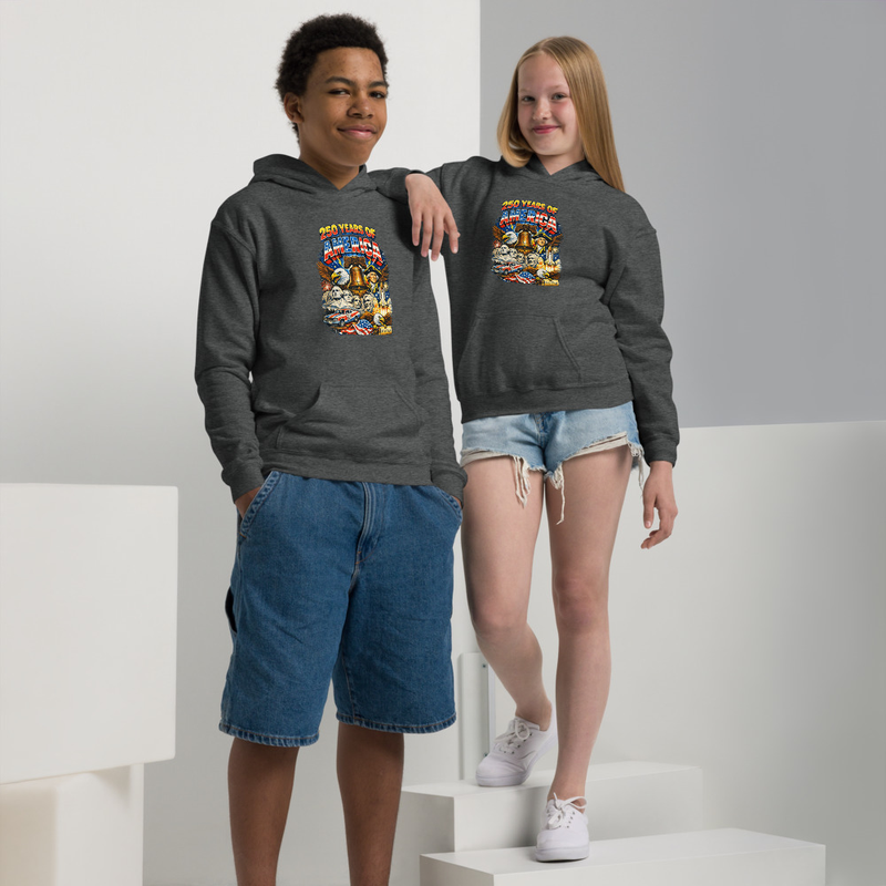 BMT Kids 250 Years of Fun Youth heavy blend hoodie – XS, Dark Heather