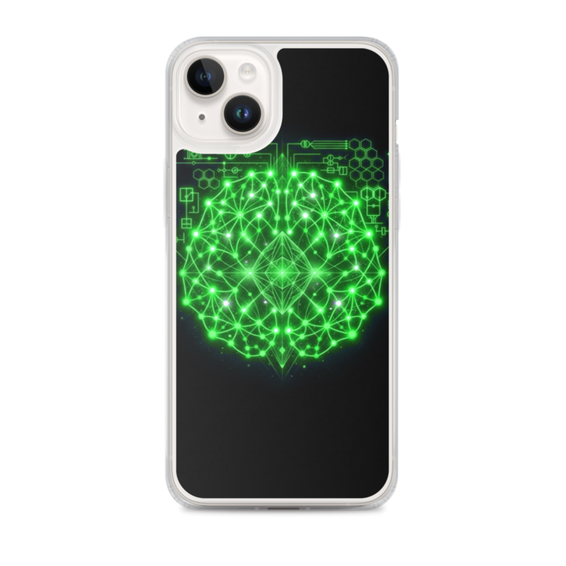 Uncle Benny ® Neural Link Sync IBM Quantum Computer iPhone Case Neon Green EST. 2020