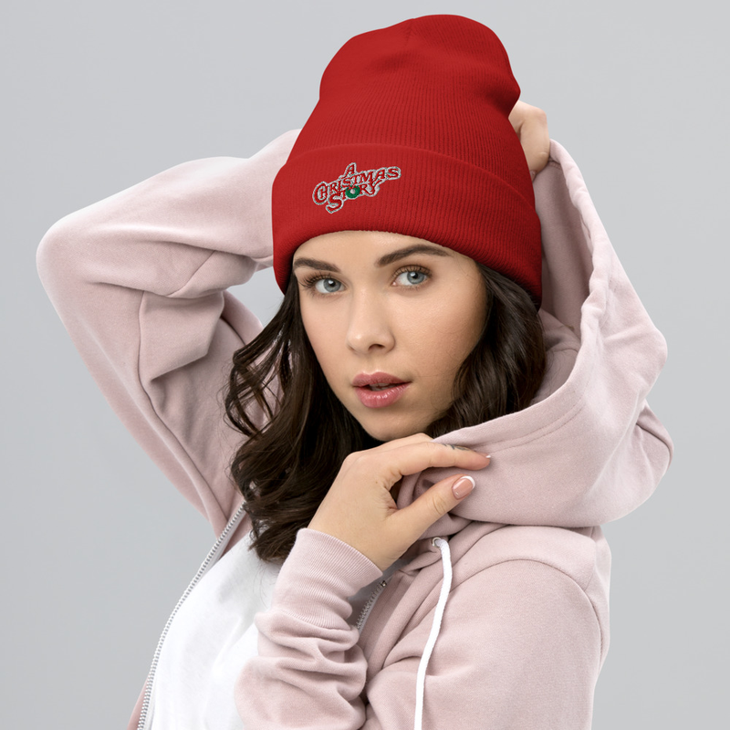Cuffed Cuffed Beanie: A Christmas Story Style 1983  – One size, Red