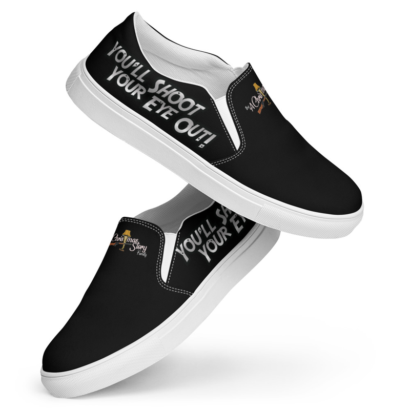 Women’s "You'll Shoot Your Eye Out Kid"! Custom Made "Black" A Christmas Story Family Comfy Slip-ons