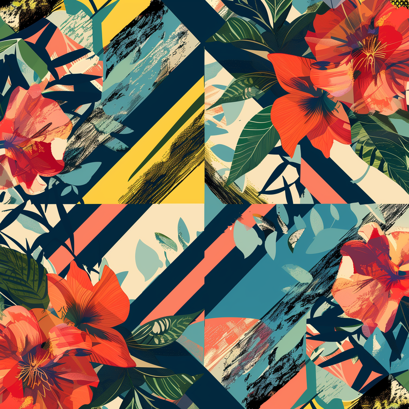 Midcentury Floral Flip-Flops House or Outdoor Slippers