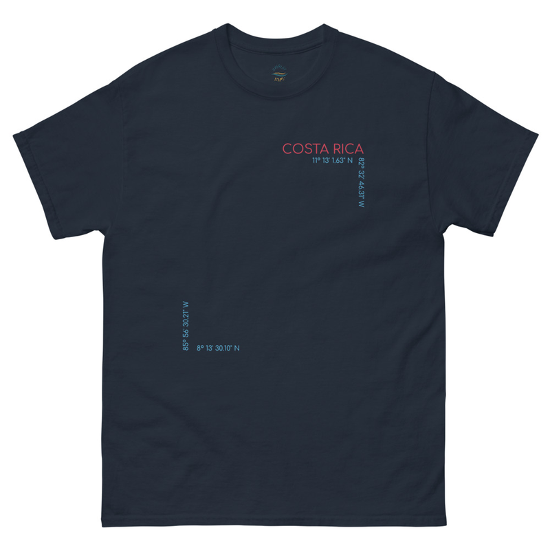 Costa Rica Rivers and Coordinates - Unisex classic T-Shirt view 3