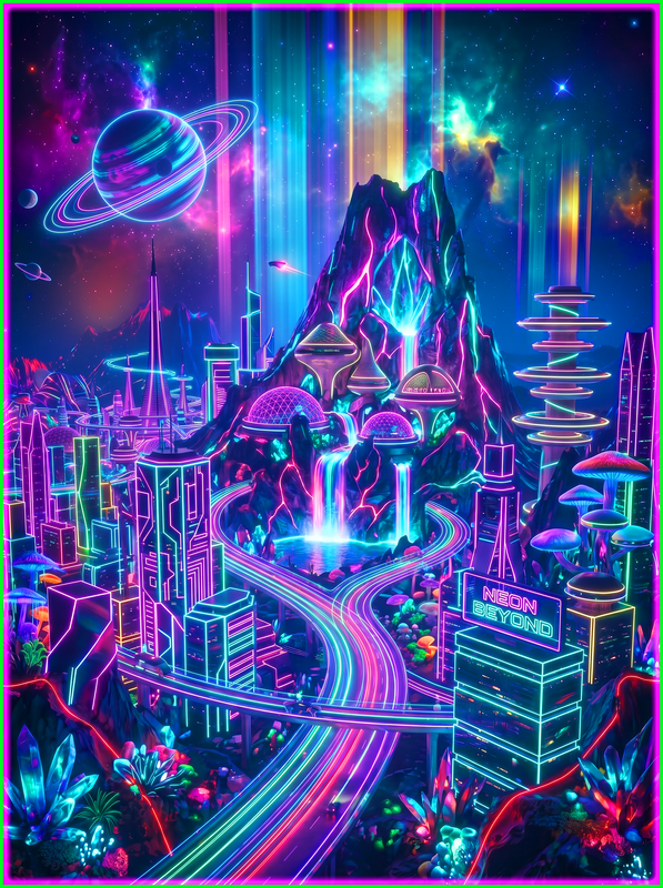 Space Falls City Canvas - Space Falls City Canvas / 24″×32″