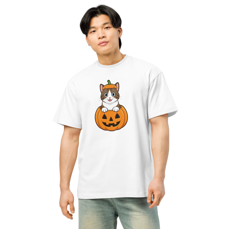 Snowshoe Cat Jack-O-Lantern Men's Box Tee