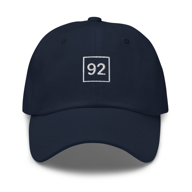 92 Cap in navy with the embroidered □92 mark