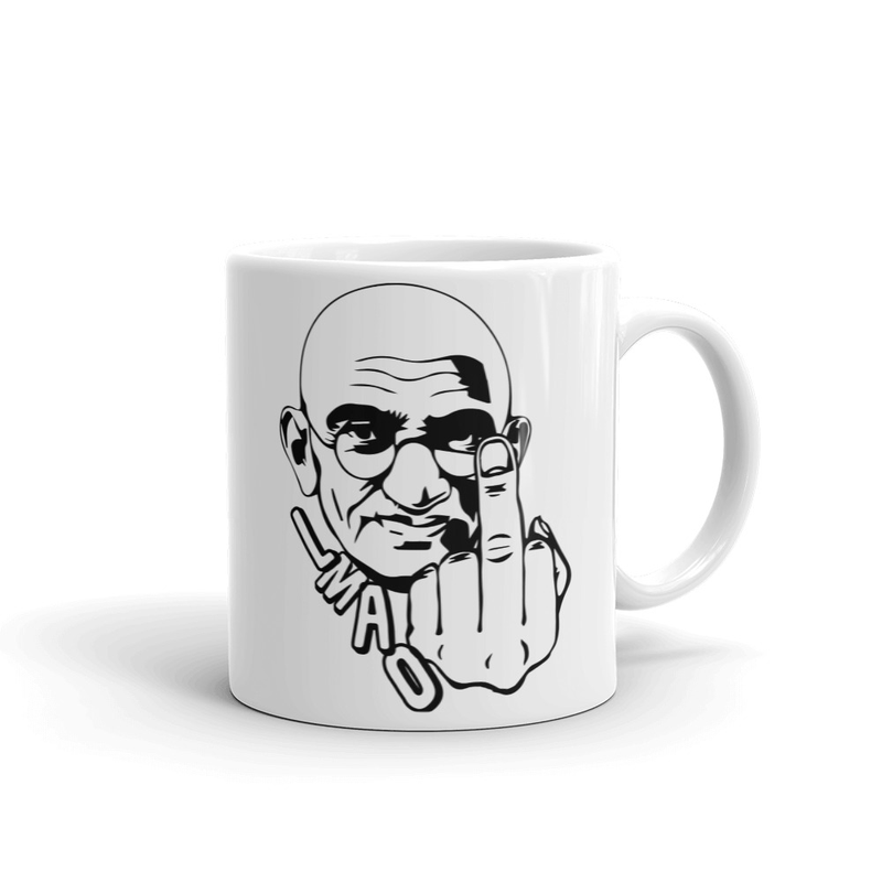 Gandhi - Parody White glossy mug