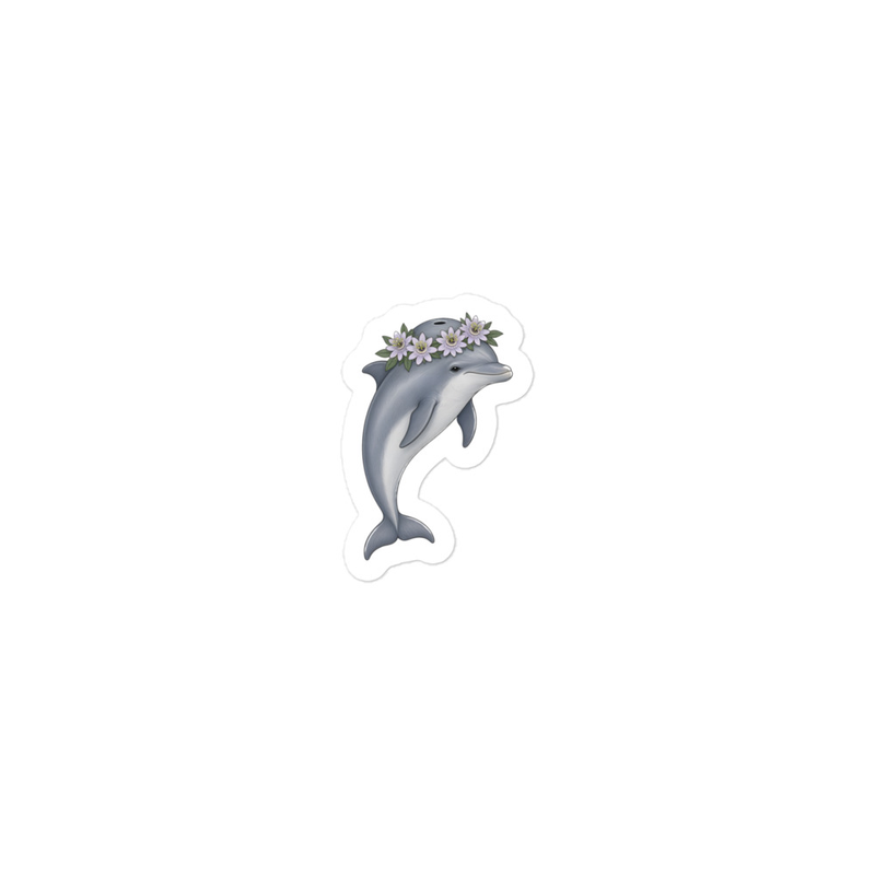 Bottlenose Dolphin Flower Crown Sticker — Floof