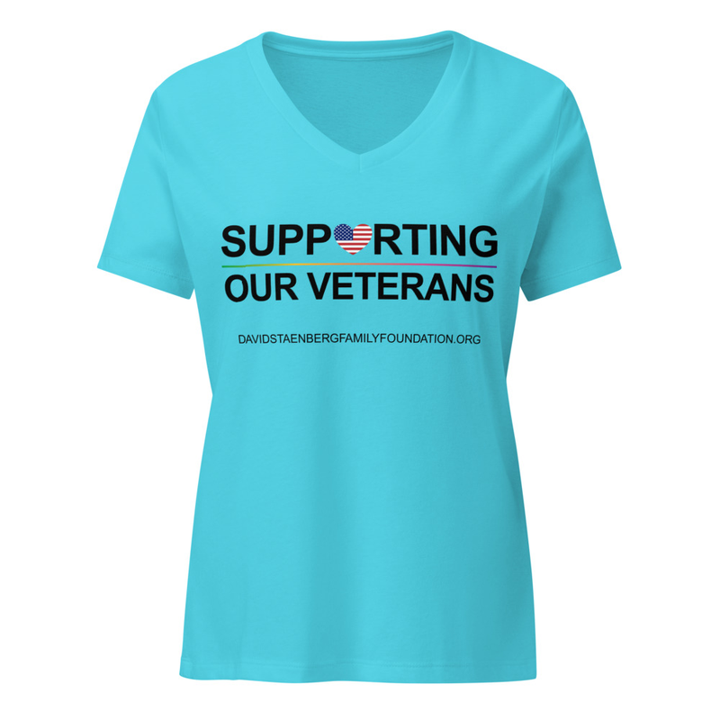Women’s relaxed v-neck t-shirt | Veteran's Day v1 – XL, Turquoise