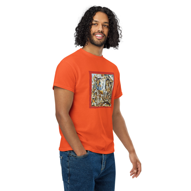 Bhagavad Gita Cubism Tee – XL, Orange