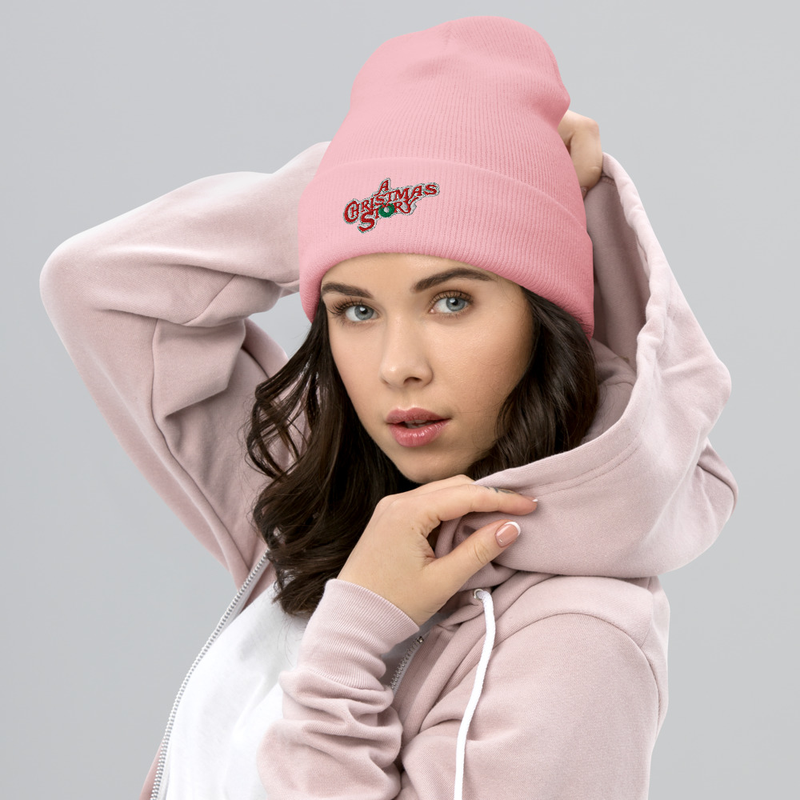 Cuffed Cuffed Beanie: A Christmas Story Style 1983  – One size, Baby Pink