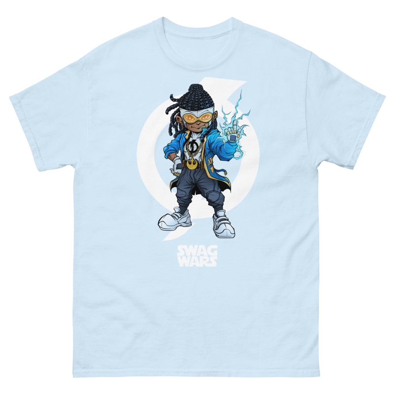 SWAG WARS: Static (Light Blue) SWAG WARS t-shirt featuring Static