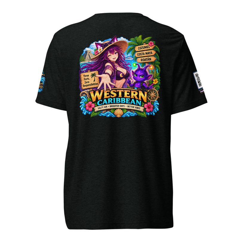 LumiNya Cruise | Western Caribbean Graphic Tee — Solid Black Triblend — View 1