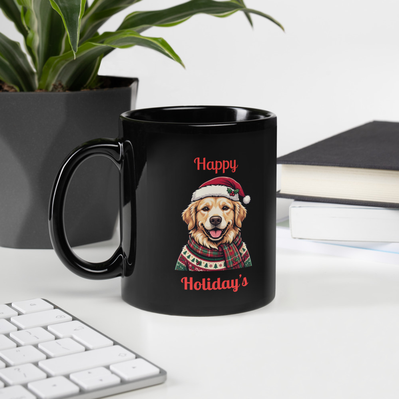 Black Glossy Mug: Happy Holiday's III