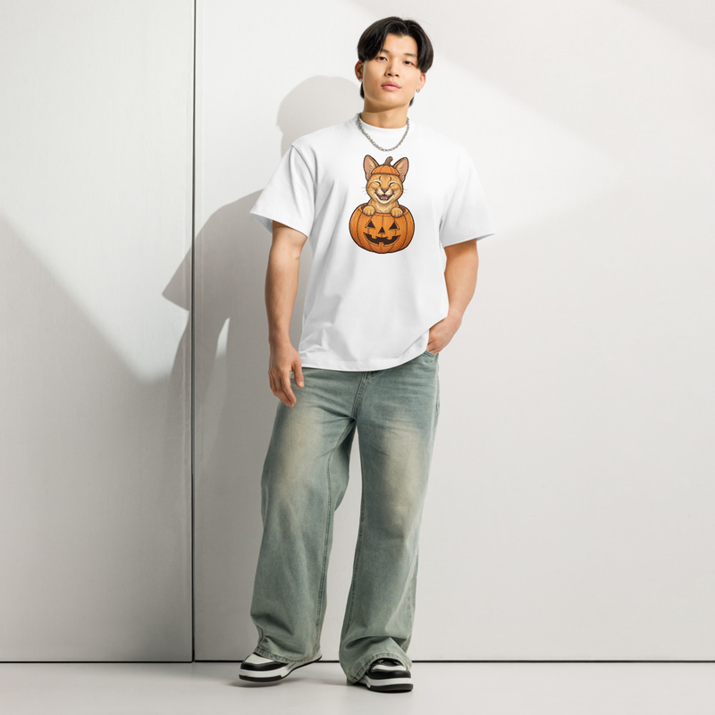 African Serval Cat Jack-O-Lantern Men's Box Tee