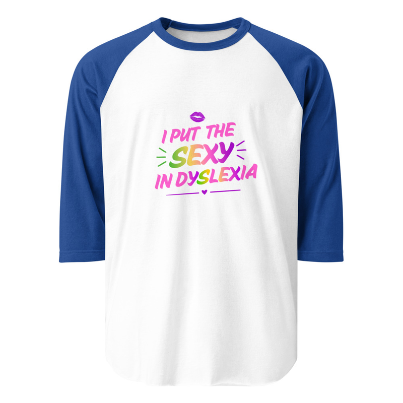 3/4 sleeve raglan shirt – XS, White/Royal
