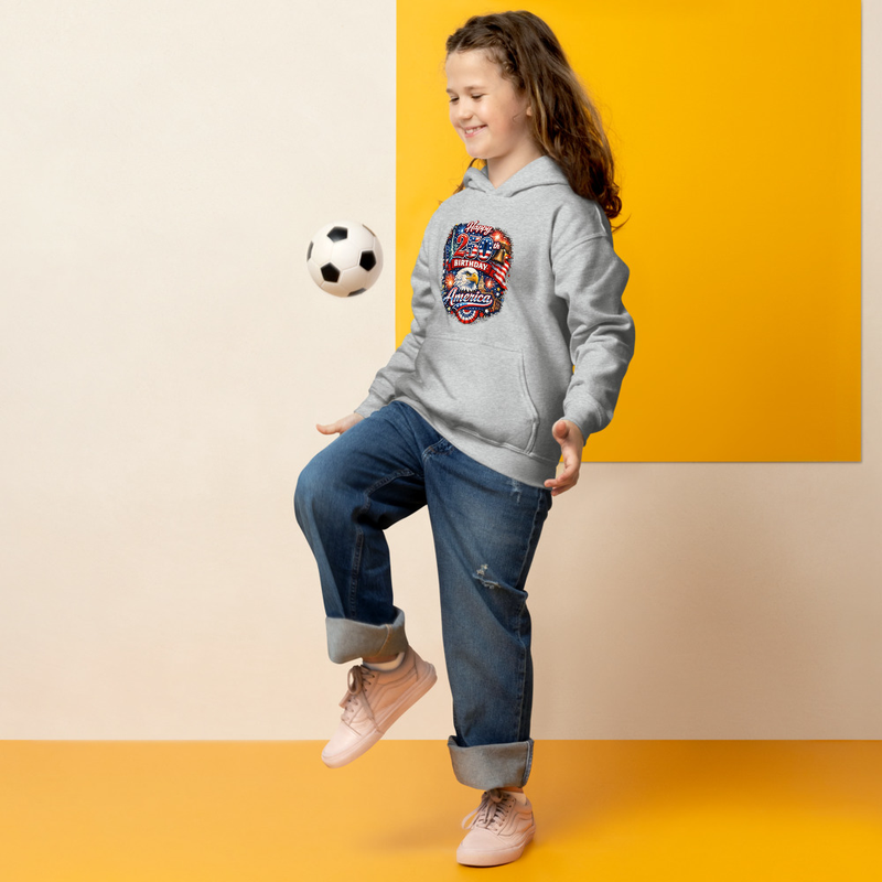 BMT Kids Happy 250th America Youth heavy blend hoodie – XL, Sport Grey