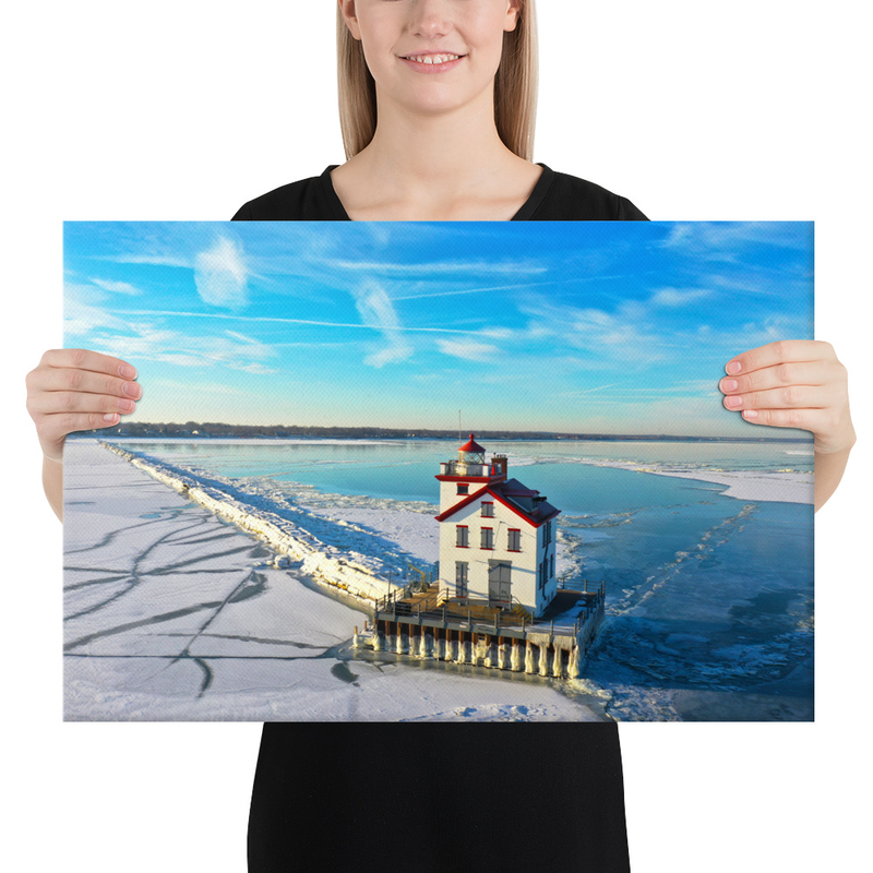 Lorain Lighthouse & Frozen Lake Erie