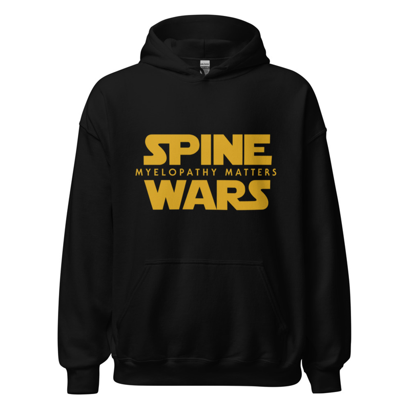 Spine Wars Myelopathy Matters Gold Print Hoodie – S, Black