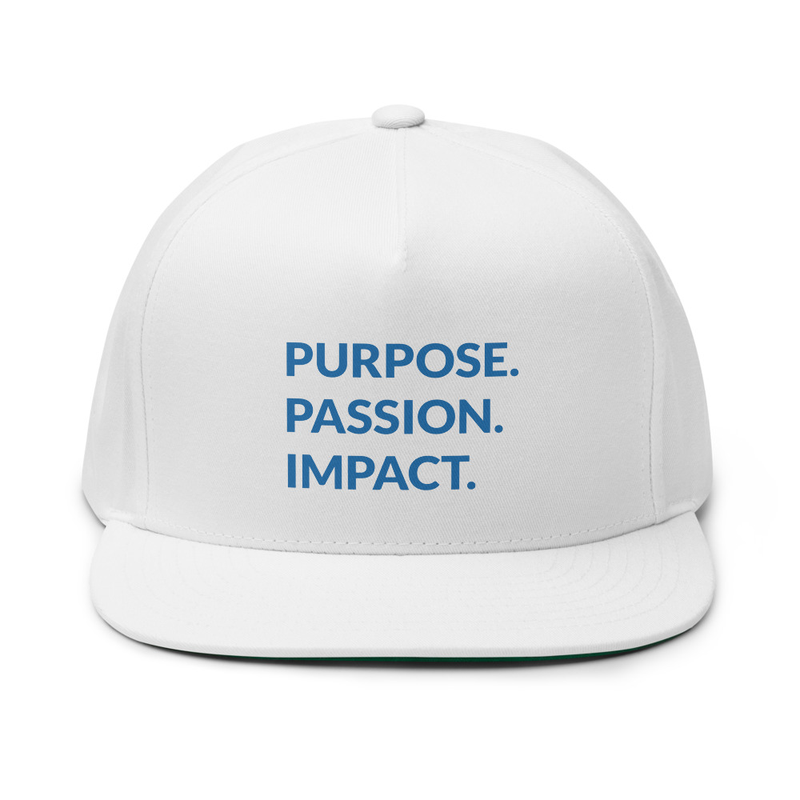HFTT Flat Bill Cap | Purpose. Passion. Impact. (White)