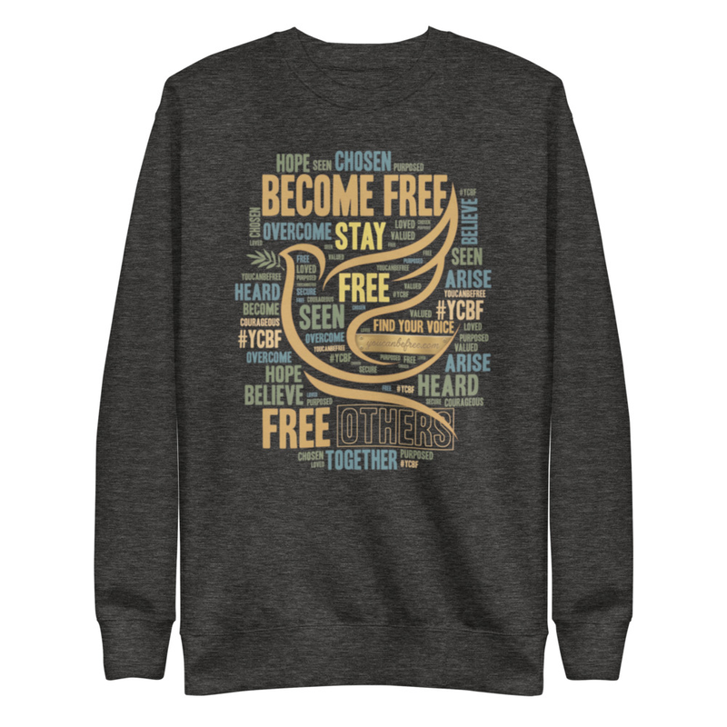 YCBF Word Cloud Sweatshirt – L, Charcoal Heather
