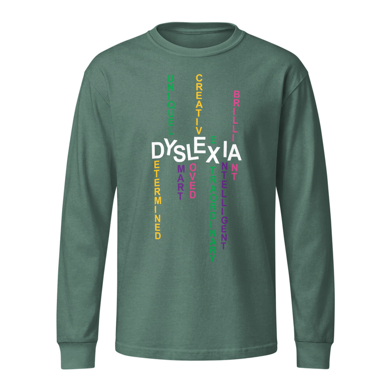 Unisex Long Sleeve Tee with Back Print | Dyslexia v2 – Image 4