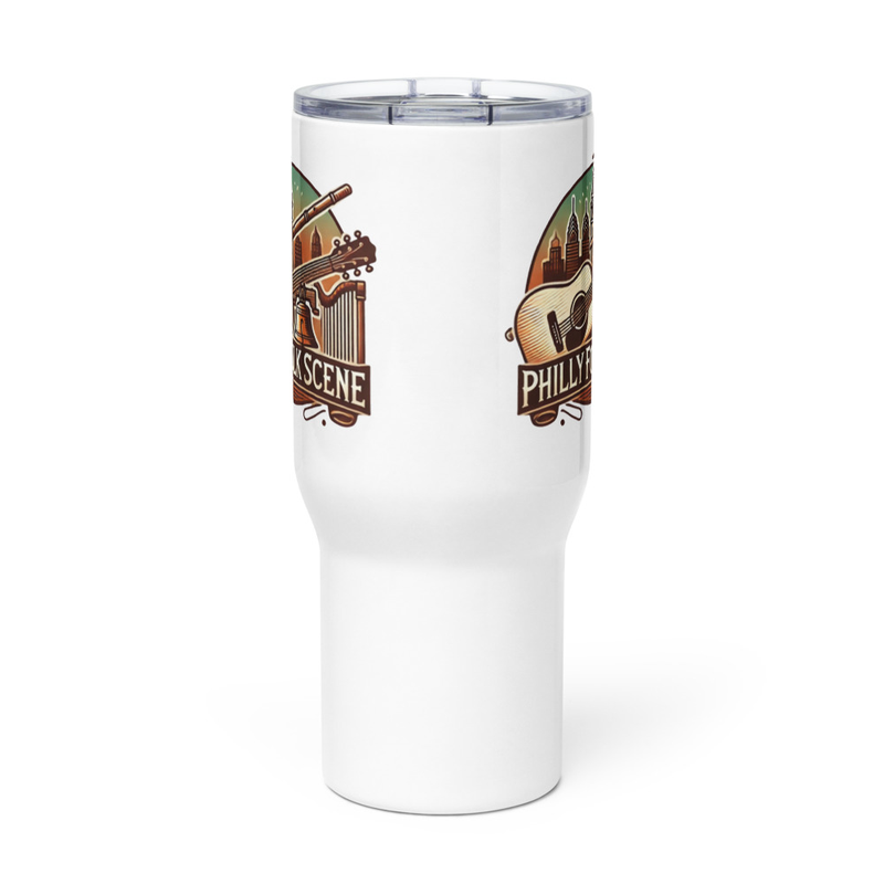 Travel mug with a handle - Philly Folk Scene