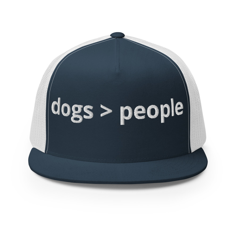 dogs > people Trucker Cap – One size, Navy/ White