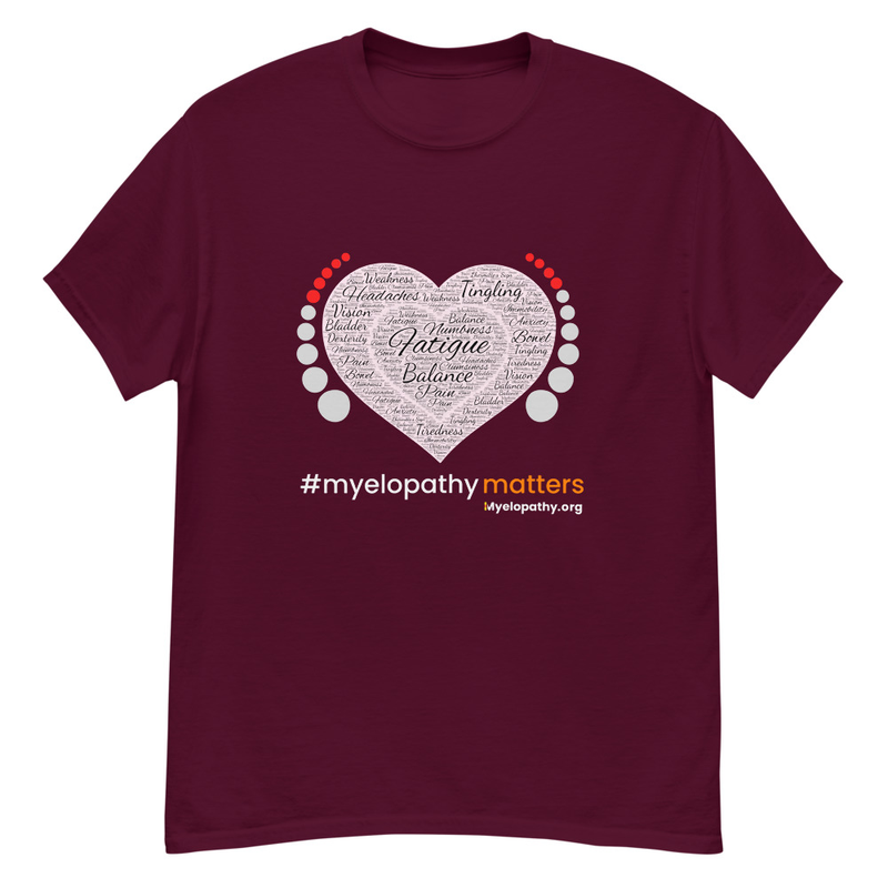 Myelopathy Heart Design by Esther Martin-Moore Classic Tee – S, Maroon