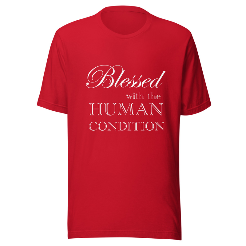 Blessed Unisex T-Shirt White Letters – S, Red