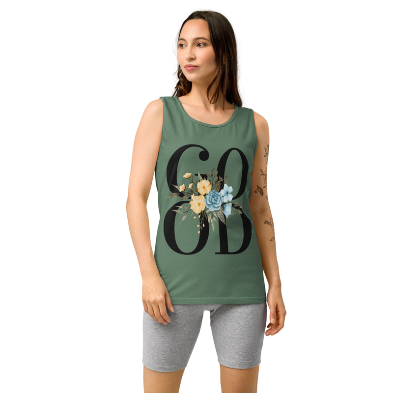 Good Floral Women's Tank Top | Genesis Creation Christian Top – XL, Light Green