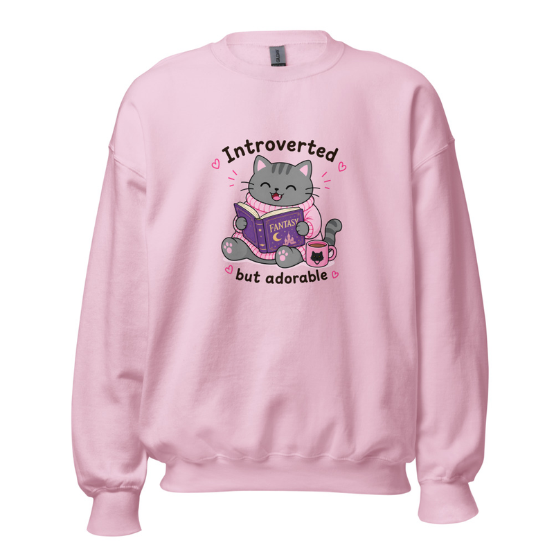Introverted but adorable Grey Cat Jumper – 2XL, Light Pink