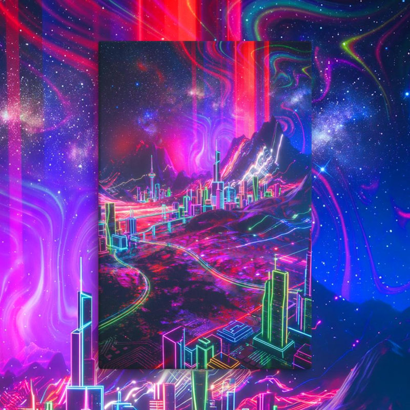 Space Rock Neon City - Space Rock Neon City / 26″×40″