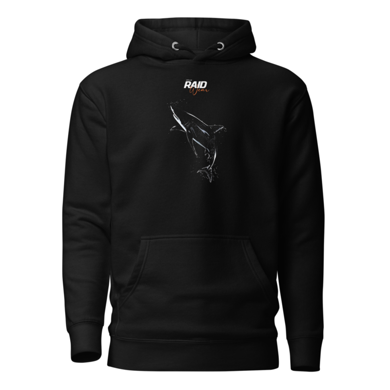 RAID Wear Shark Front Print Hoodie – M, Black