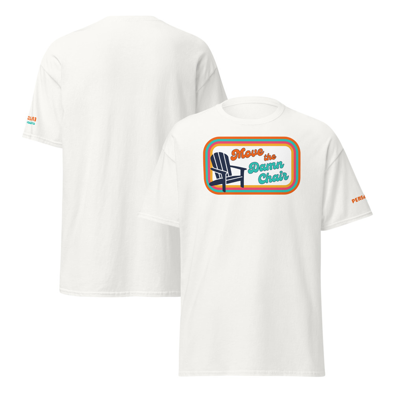 Unisex T-shirt - Chair Front, Perspective Sleeve – S, White