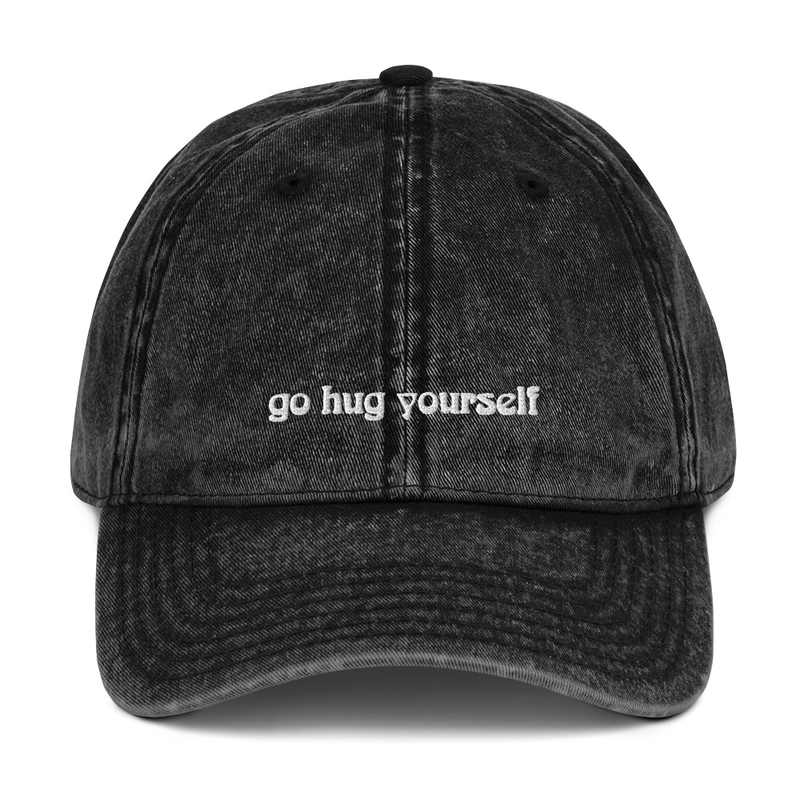 Vintage Hug Yourself Logo Bucket Hat - Black