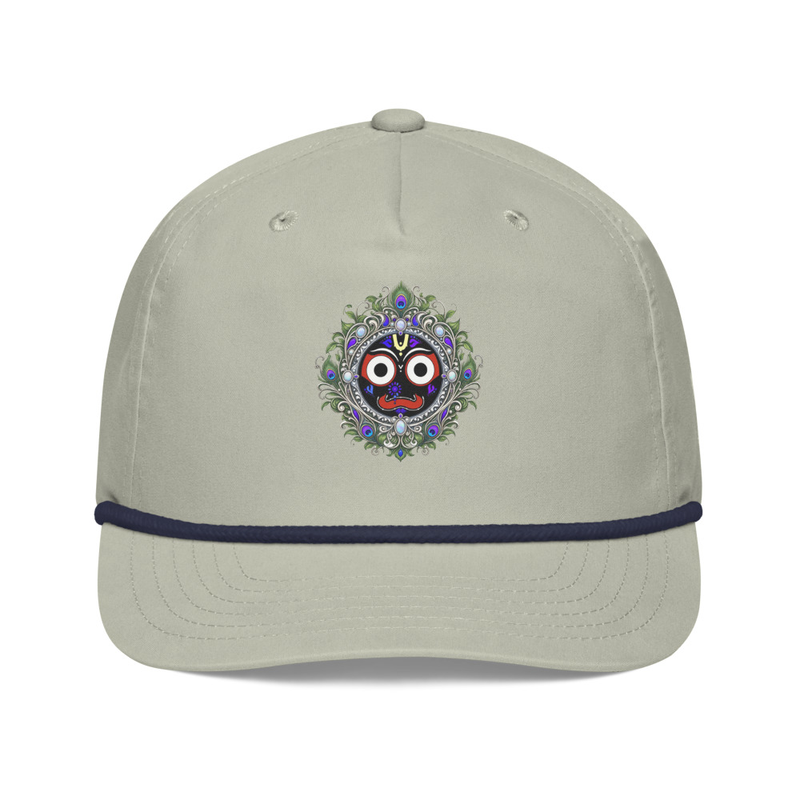 Jagannatha Art Nouveau Rope Cap – One size, Lt Gray/Navy