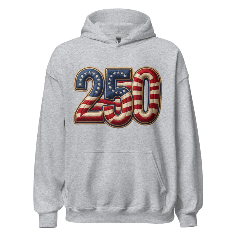 USA 250 | 250 Unisex Hoodie – XL, Sport Grey