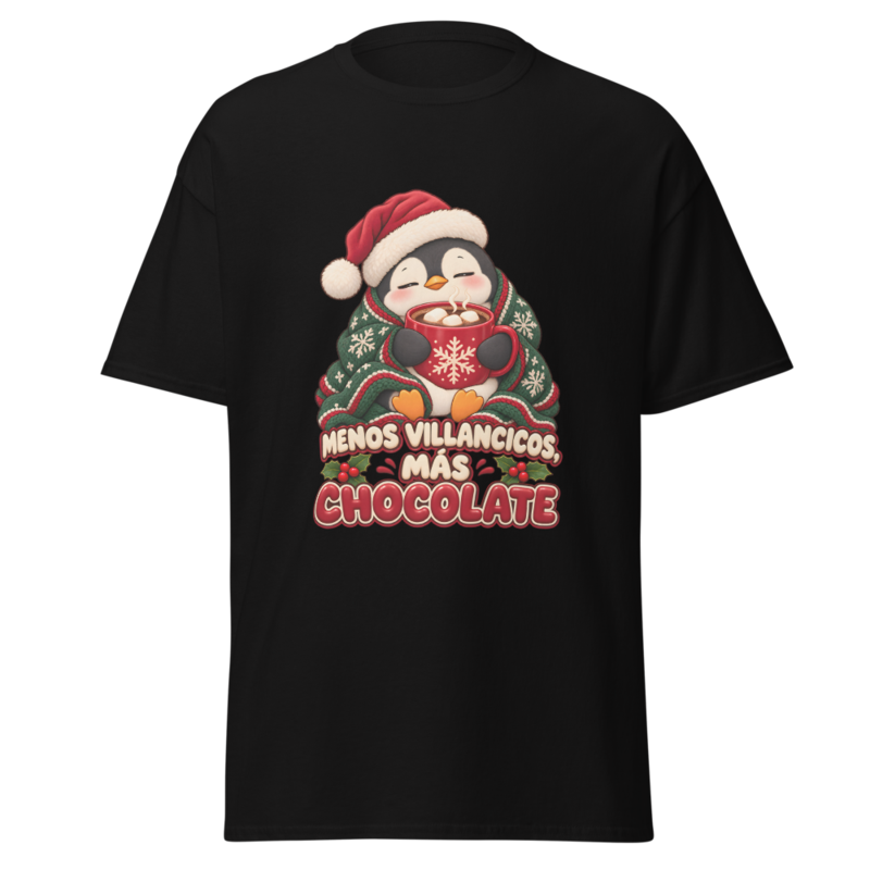 Pingüino navideño: Camiseta unisex · Negro
