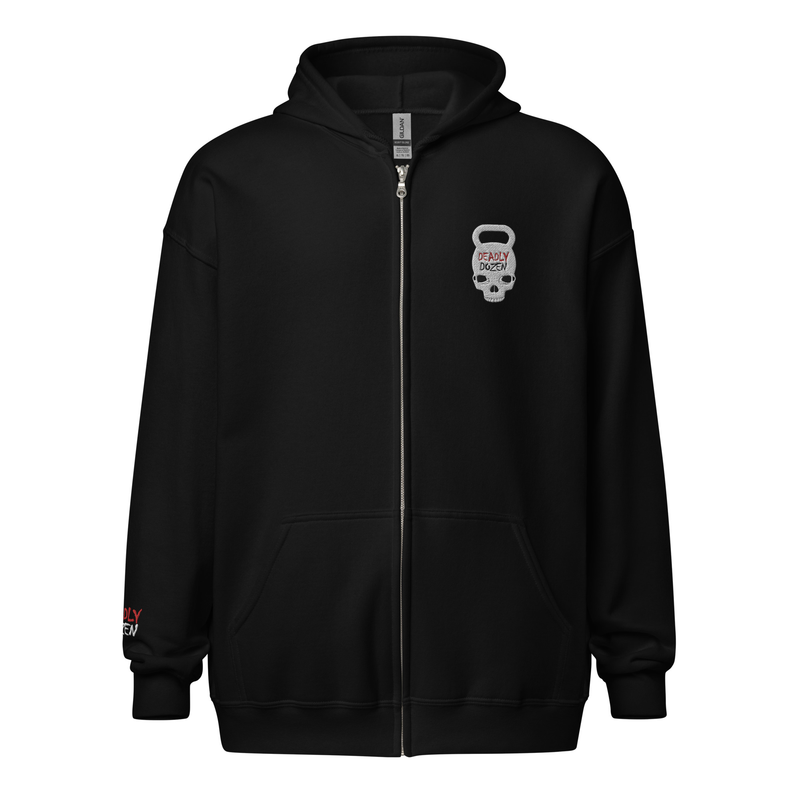 Mori Bestickter Heavy Blend Zip Hoodie - Rückendruck, Schwarz