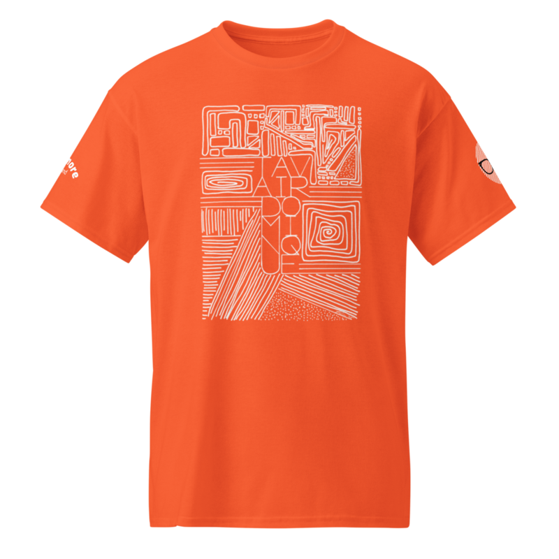 Stacked Name Design Inverted + Sleeve Logos - T-Shirt