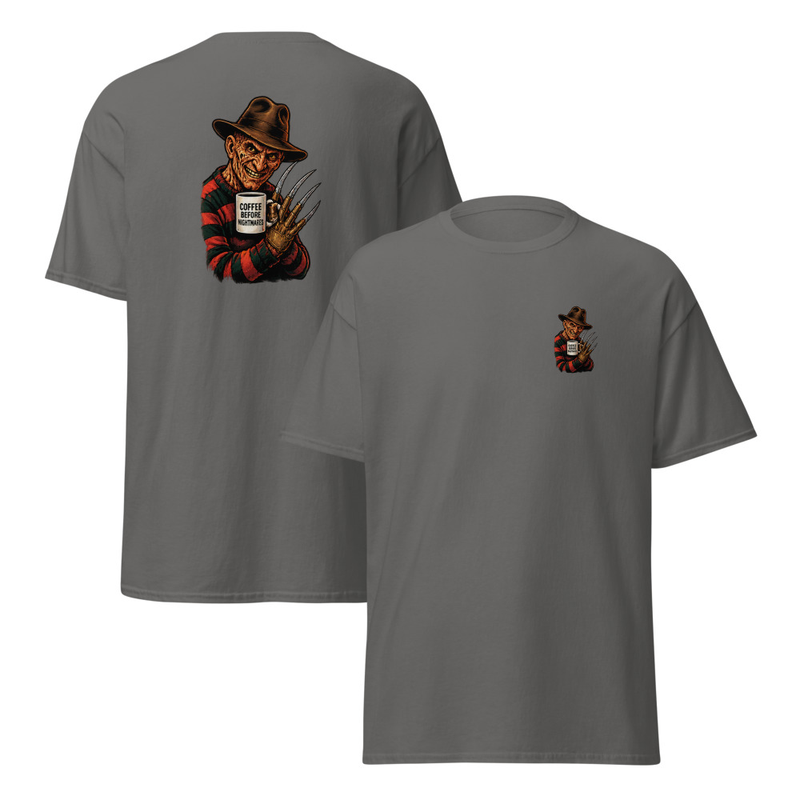 Coffee Before Nightmares Unisex classic tee – S, Charcoal